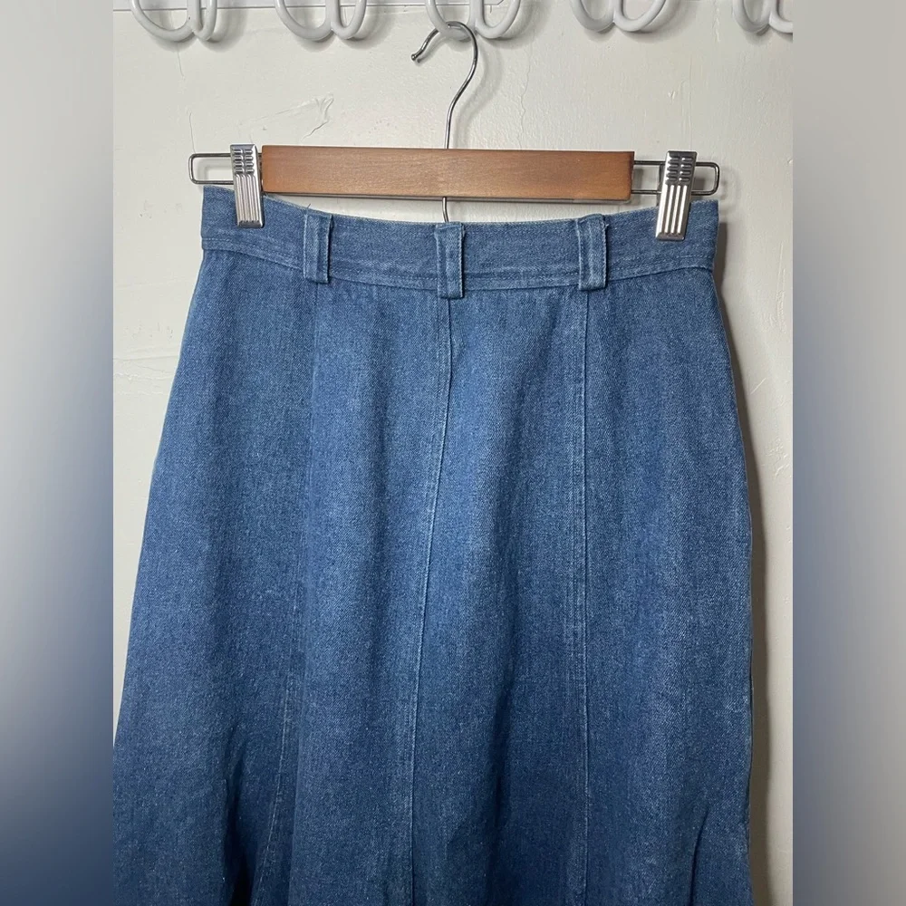 Vintage Western Boho High Waisted Denim Maxi Skirt - Picture 7 of 13